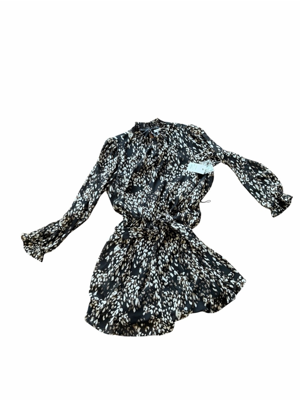 Nine West Black and Cream Patterned Mini Dress